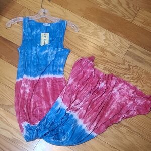 T Party Fashion Ref White And Blue Tie-Dye Womens Dress